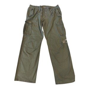 RG 512 Y2K Olive Green Studded Cargo Pants XL Wide Leg Grunge Streetwear